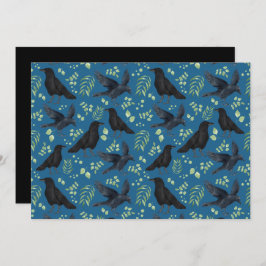 Unique Ravens Note Card in Blue Mitteilungskarte