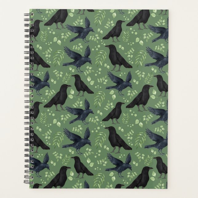 Unique Ravens Planner Journal in Green Planer (Vorderseite)