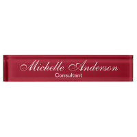 Unique Red Carmine Script Consultant Namplate