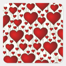 Unique Red Hearts Pattern Quadratischer Aufkleber