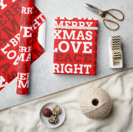 Unique Red Non-Traditional Merry Christmas Script Geschenkpapier