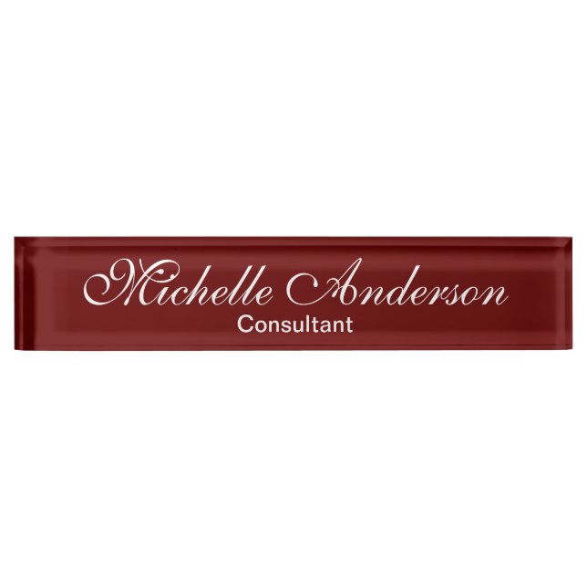 Unique Red Script Consultant Namplate Namensplakette (Vorderseite)