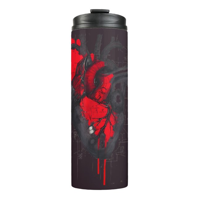 Unique Red Splatter Human Heart Thermal Tumbler Thermosbecher (Vorderseite)