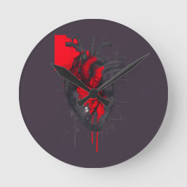 Unique Red Splatter Human Heart Wall Clock Runde Wanduhr