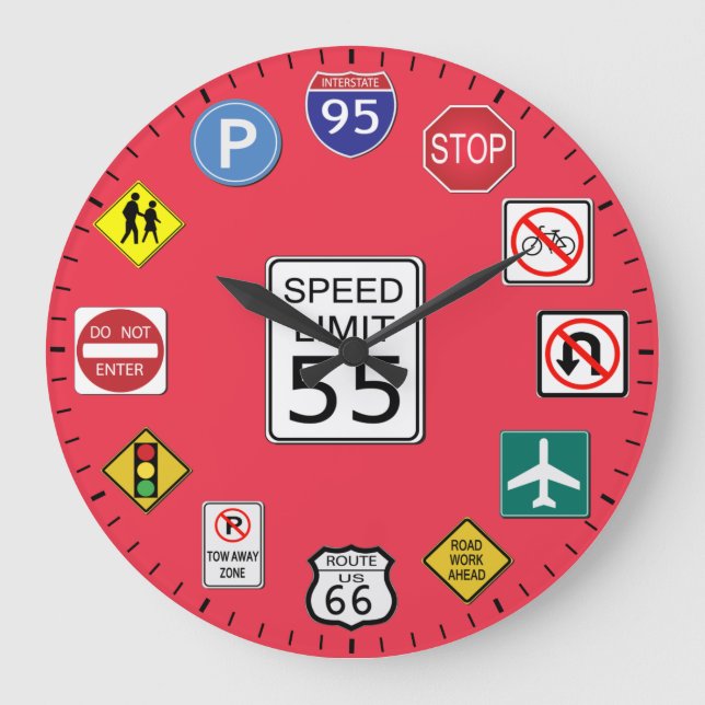 Unique Road Traffic Signs Themed Große Wanduhr (Vorderseite)