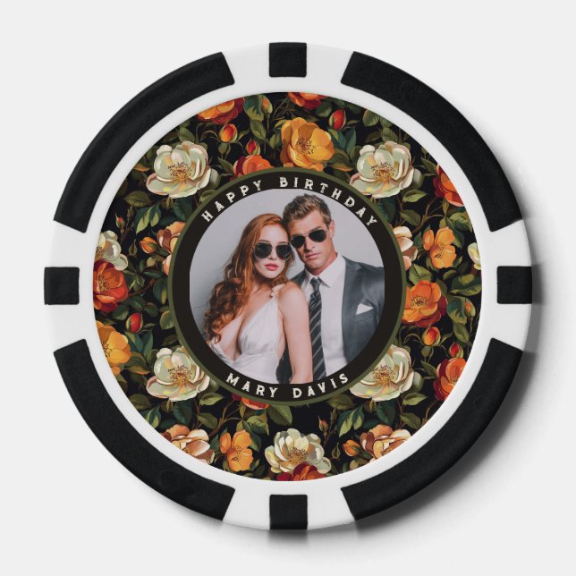 Unique Rose Floral Garden Birthday Party Pokerchips (Vorderseite)