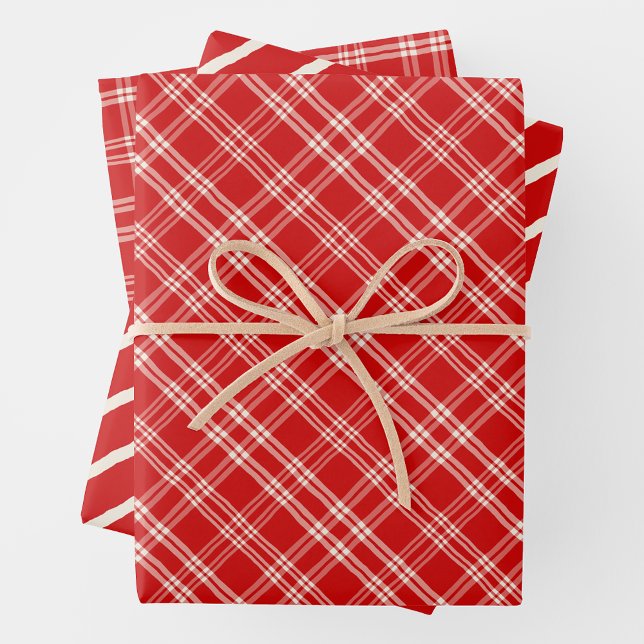 Unique Rustic Red & Cream Squiggly Mixed Patterns Geschenkpapier Set (Unique Rustic Red & Cream Squiggly Mixed Patterns Wrapping Paper Sheets)