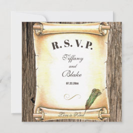 Unique Scroll & Feather Pen Wedding  Einladung