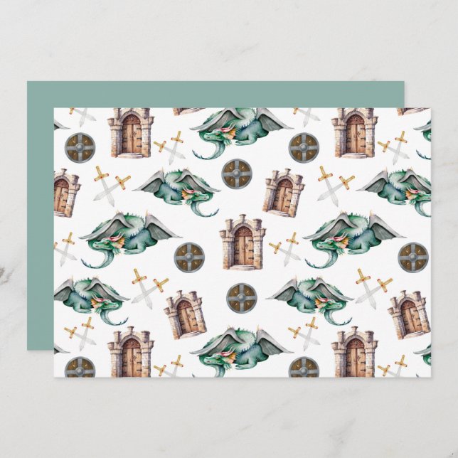 Unique Sleeping Dragons Note Card Mitteilungskarte (Vorne/Hinten)