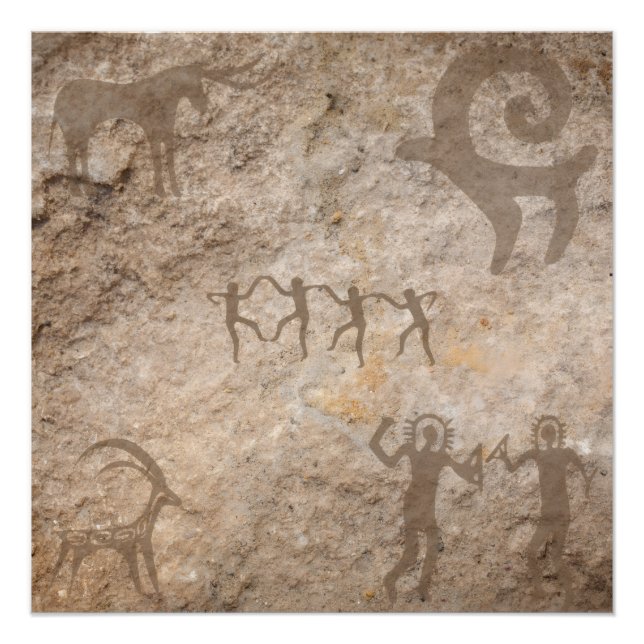 Unique Southwest Petroglyph Native Paintings Poster (Vorderseite)