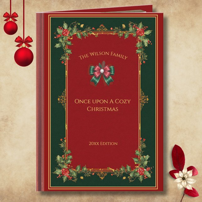 Unique Storybook Once Upon a Cozy Christmas Photo Karte (Move beyond the ordinary! Share your magical Christmas wishes with a storybook card)