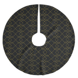 Unique Stylish Metallic Gold Box Pattern Black Polyester Weihnachtsbaumdecke