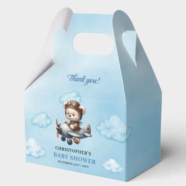 Unique Teddy Bear Aviator Blue Brown Boy Shower  Geschenkschachtel (Unique Teddy Bear Aviator Blue Brown Boy Shower Favor Box

)