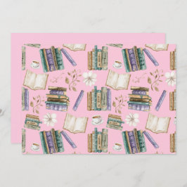 Unique Vintage Books Note Card in Pink Mitteilungskarte