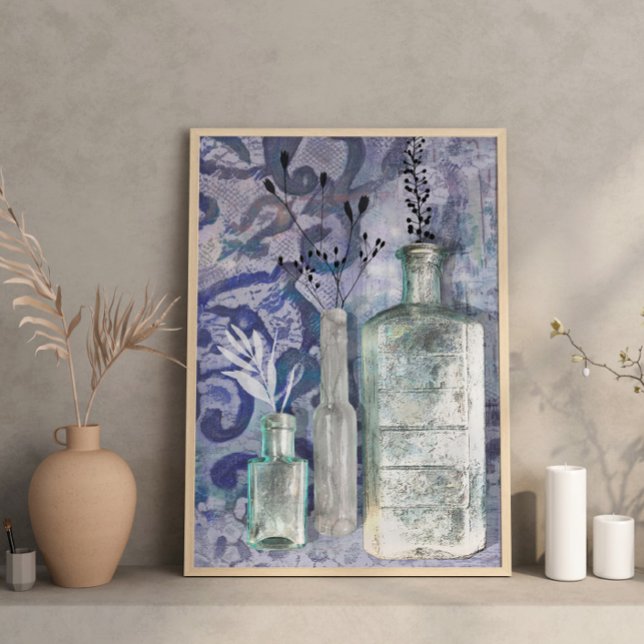 Unique Vintage inspired Print Bottles & Texture  Poster (Von Creator hochgeladen)