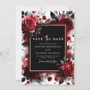 Unique Watercolor Crimson Red Wedding Save The Date
