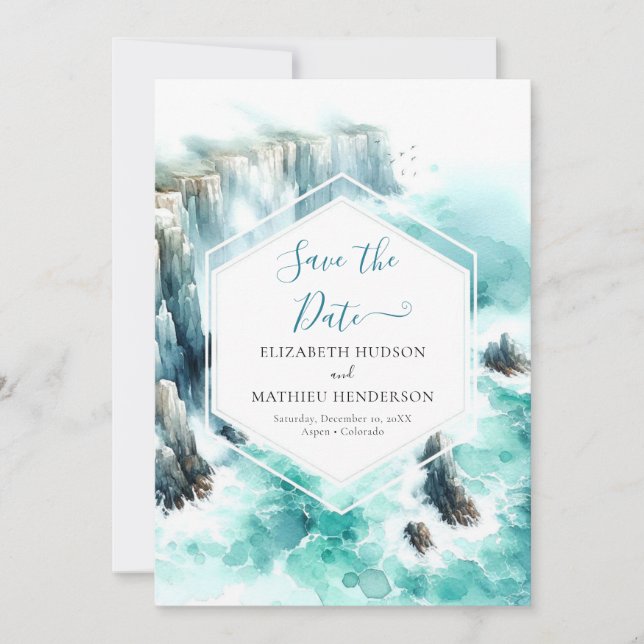 Unique Waves Nautical Wedding Save The Date (Vorderseite)