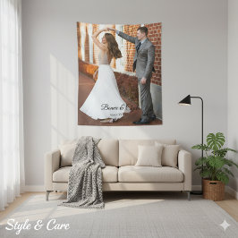 Unique Wedding Memory Tapestry with Custom Photo Wandteppich