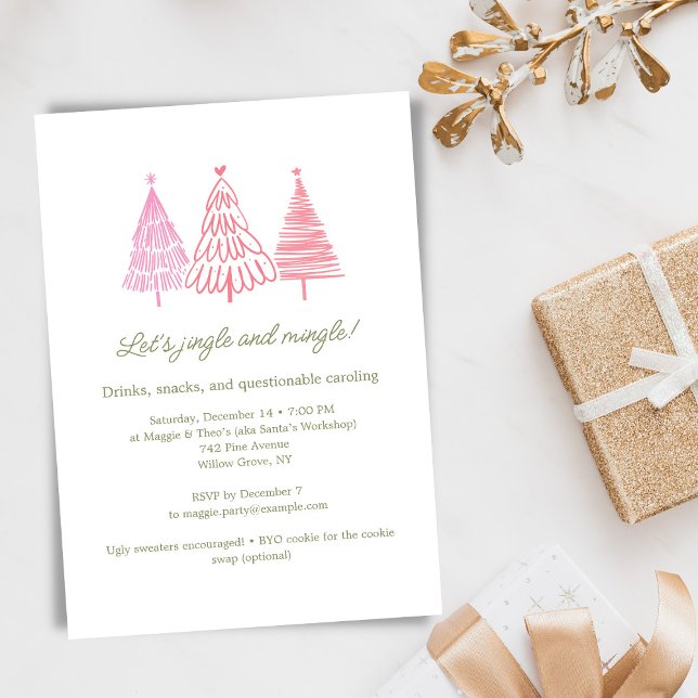Unique Whimsical Drawing Christmas Holiday Party Einladung (Von Creator hochgeladen)