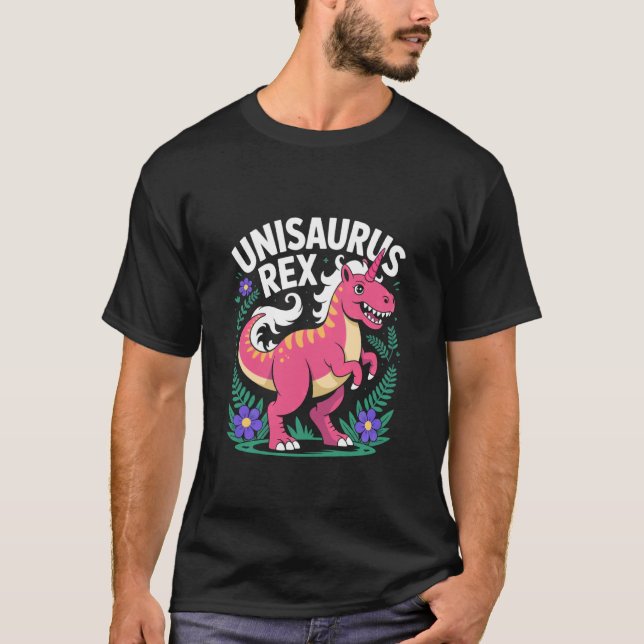 Unisaurus Rex Spaß Pink Dinosaurier Einhorn T-Shirt (Vorderseite)