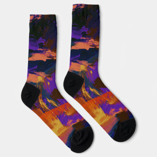 Unisex Abstract Canvas Painting Crew Sock Socken