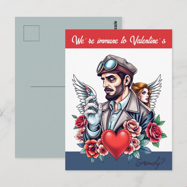 Unisex Anti-Valentine Tattoo Art Custom Text Postkarte (Vorne/Hinten)