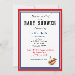 Unisex Baby Shower Einladung Vintag Spinning Top
