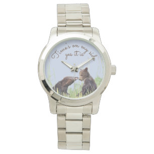 Unisex Bracelet Watch mit Grizzlybärchen Armbanduhr