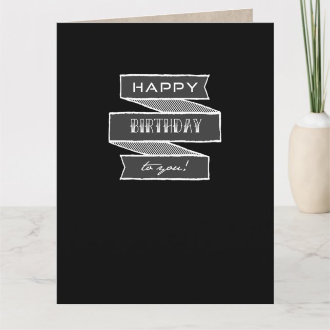 Unisex Chalk Typografie Happy Birthday Tattoo Card Karte (Vorderseite)