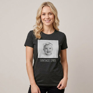 Unisex Custom Vintage Foto Und Jahr T-Shirt Tri-Blend Shirt