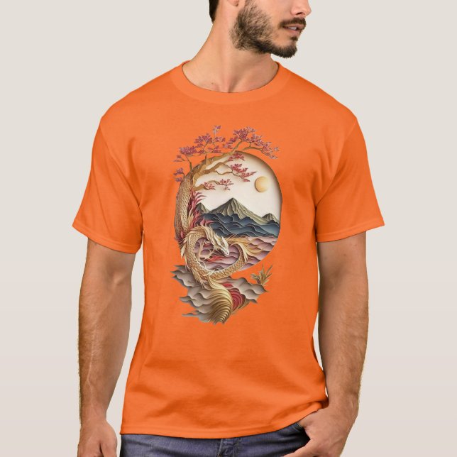 Unisex Dragon Oragami Tshirt (Vorderseite)