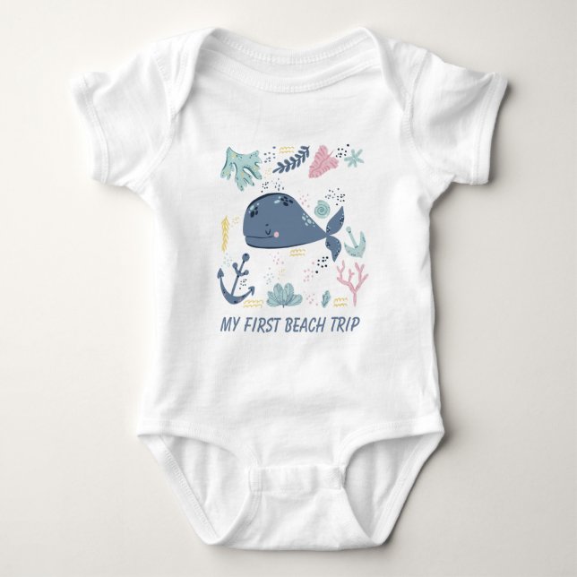 Unisex erste Beachtrip Baby Bodysuit Baby Strampler (Vorderseite)