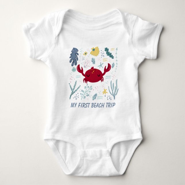 Unisex erste Beachtrip Baby Bodysuit Baby Strampler (Vorderseite)