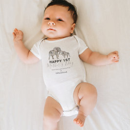 Unisex First Mother's Day Elephant Baby Bodysuit Strampler