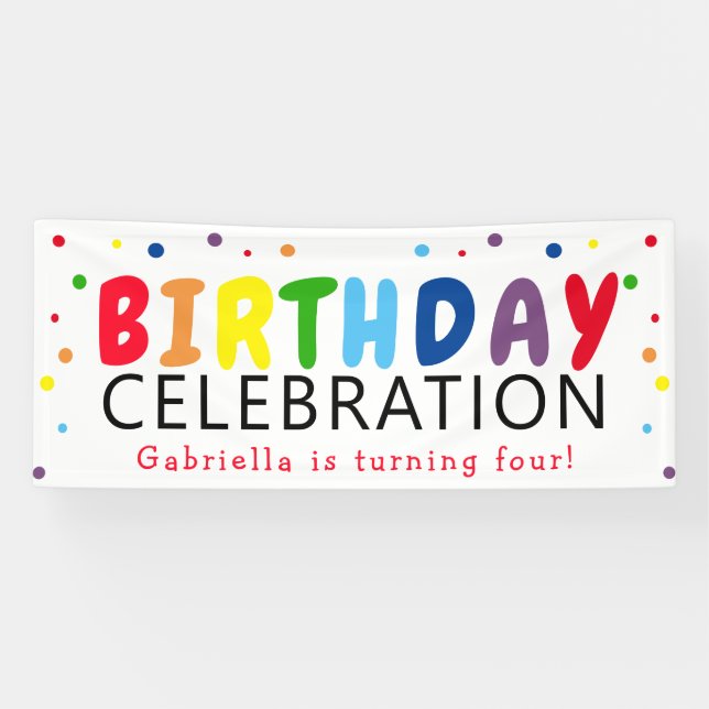 Unisex Fun Rainbow Kindergeburtstag Celebration Banner (Horizontal)