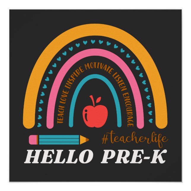 Unisex Hello Pre K, Hello Preschool, Preschool Poster (Vorderseite)