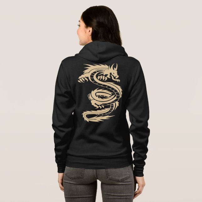 Unisex Japanischer Dragon Hoodie | Entspanntes Vin (Schwarz voll)