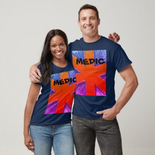 Unisex medic rotes Blau und lila Lebensstern T-Shirt