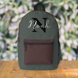 Unisex military green canvas travel backpack. bedruckter rucksack