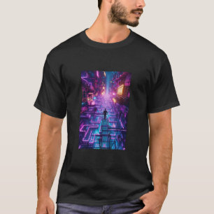 Unisex Neon Lila urbanes Maze - Dystopische Stadt T-Shirt