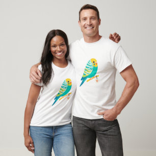 Unisex Niedlich Budgie Parrot Parakeet Bird Print T-Shirt