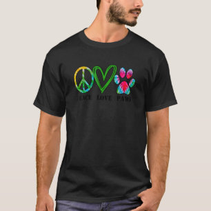 Unisex Pe Peace Liebe Paws Gefärbte Krawatte Hund  T-Shirt