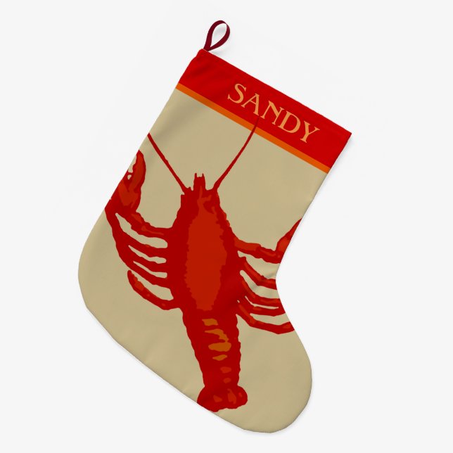 Unisex Red Lobster Crustacean Personalisiert Großer Weihnachtsstrumpf (Vorderansicht (hängend))