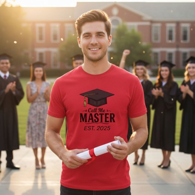 Unisex Red T-Shirt "Call Me Master" Custom date (Von Creator hochgeladen)