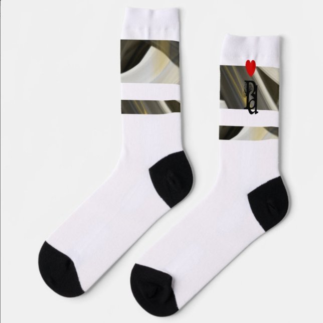 Unisex Socks Trend Abstrakt Art Schwarz-weiß Gold Socken (Von Creator hochgeladen)