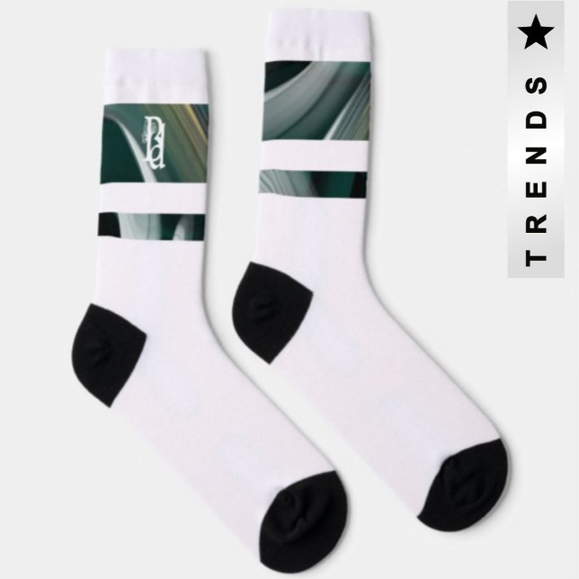 Unisex Socks Trend Abstrakt Art Schwarz-weiß grün Socken (Von Creator hochgeladen)