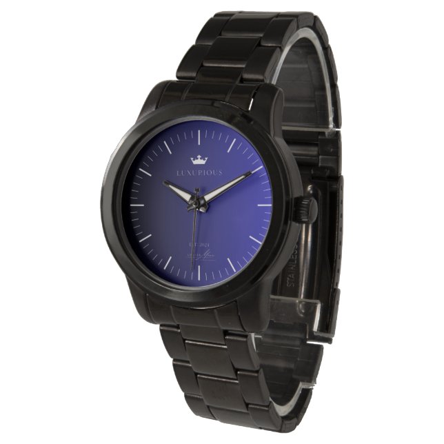 Unisex Stainless Steel Black Watch Armbanduhr (Schrägansicht)
