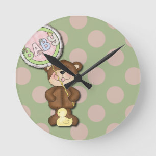 Unisex Teddy Bear Kinderzimmer Bedroom Runde Wanduhr