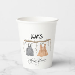 Unisex Twins Greenery Floral Baby Shower Pappbecher