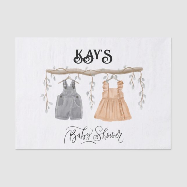 Unisex Twins Greenery Floral Baby Shower Seidenpapier (Vorderseite)